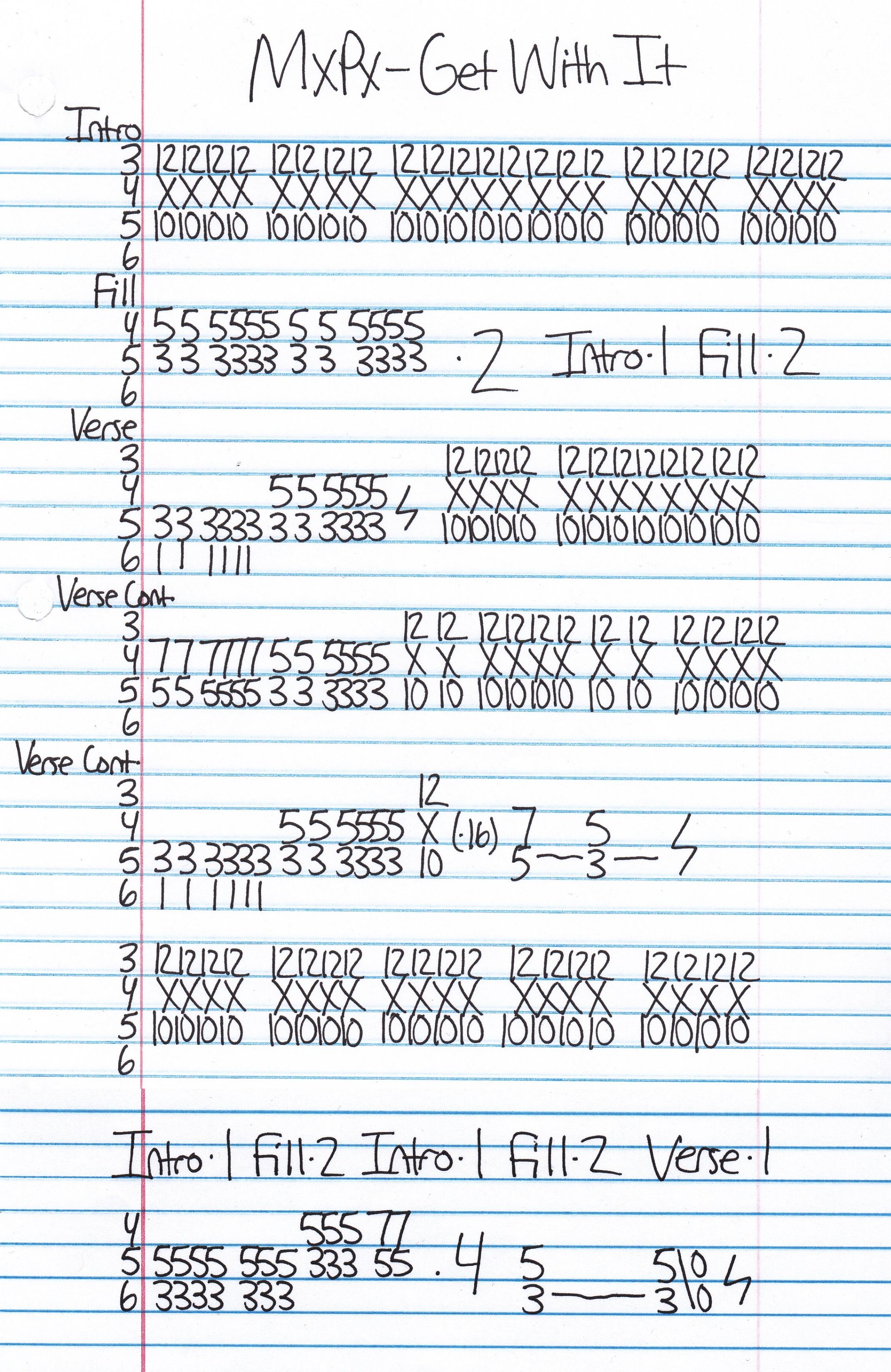 High quality guitar tab for Get With It by MxPx off of the album Slowly Going The Way Of The Buffalo. ***Complete and accurate guitar tab!***